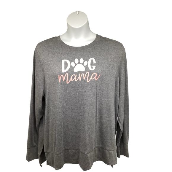 Positivitees Blue Pullover Sweatshirt 3XL Plus 22 Dog Mama Stretch Relaxed - Picture 1 of 7